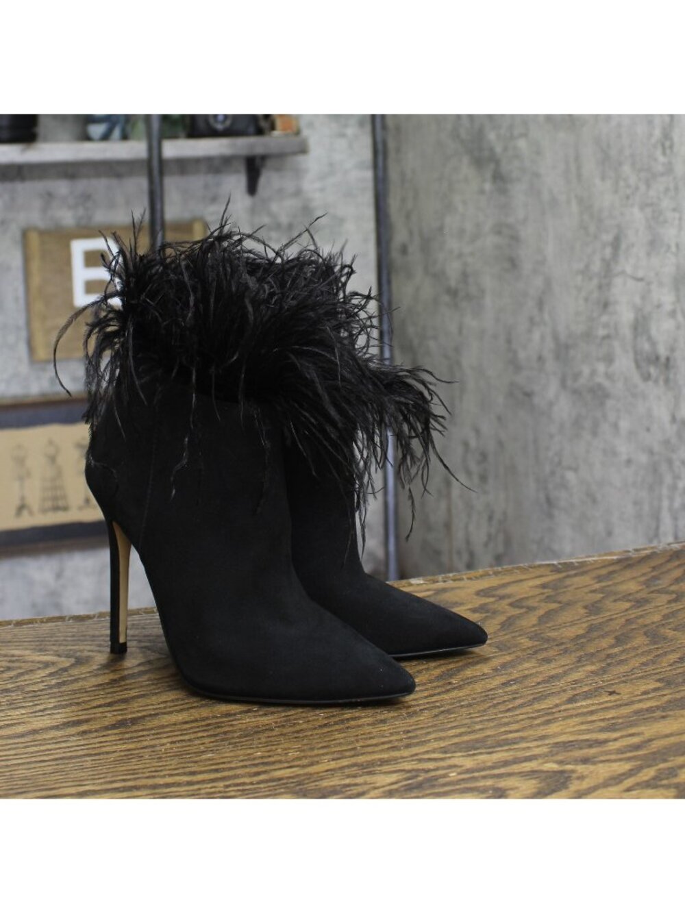 Michael Michael Kors Womens Whitby Feather Trim Pointed Toe Booties Black 5M